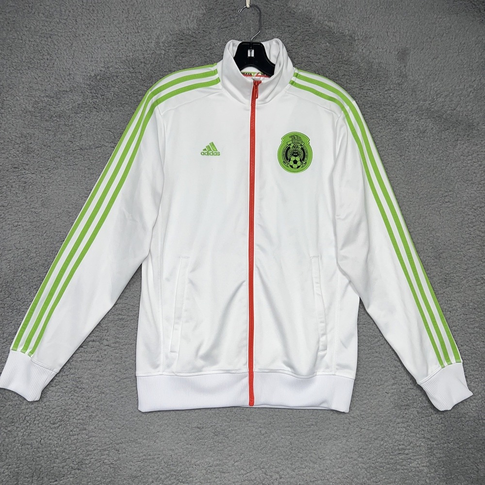 adidas Mexico Track Jacket Men Size S White Zip 2015 National Soccer Futbol Team